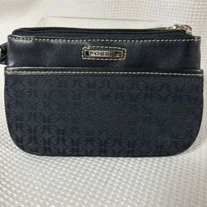 Fossil, black, mini wallet, wristlet